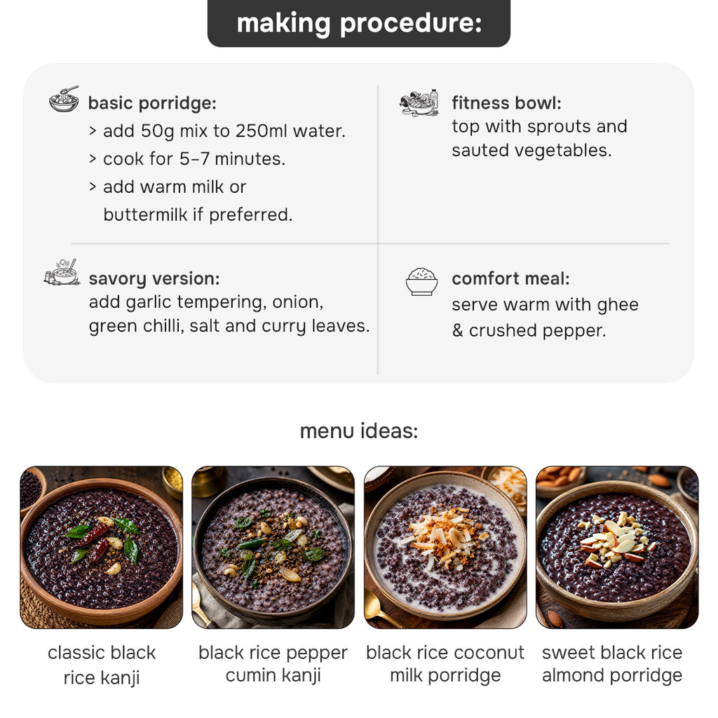 Black Rice with Moong Dal Protein-Rich Porridge Mix