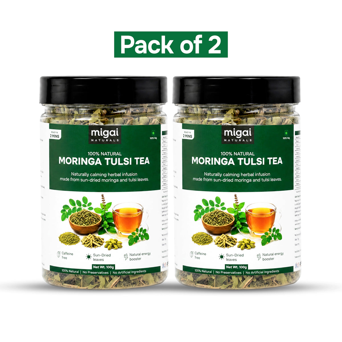 Moringa Tulsi Natural Tea | Serves 100+ Cups
