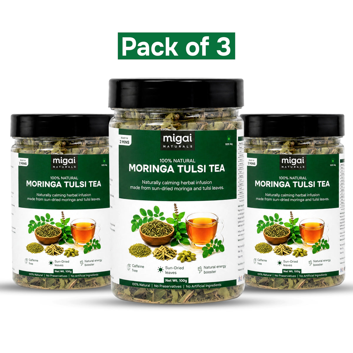 Moringa Tulsi Natural Tea | Serves 100+ Cups