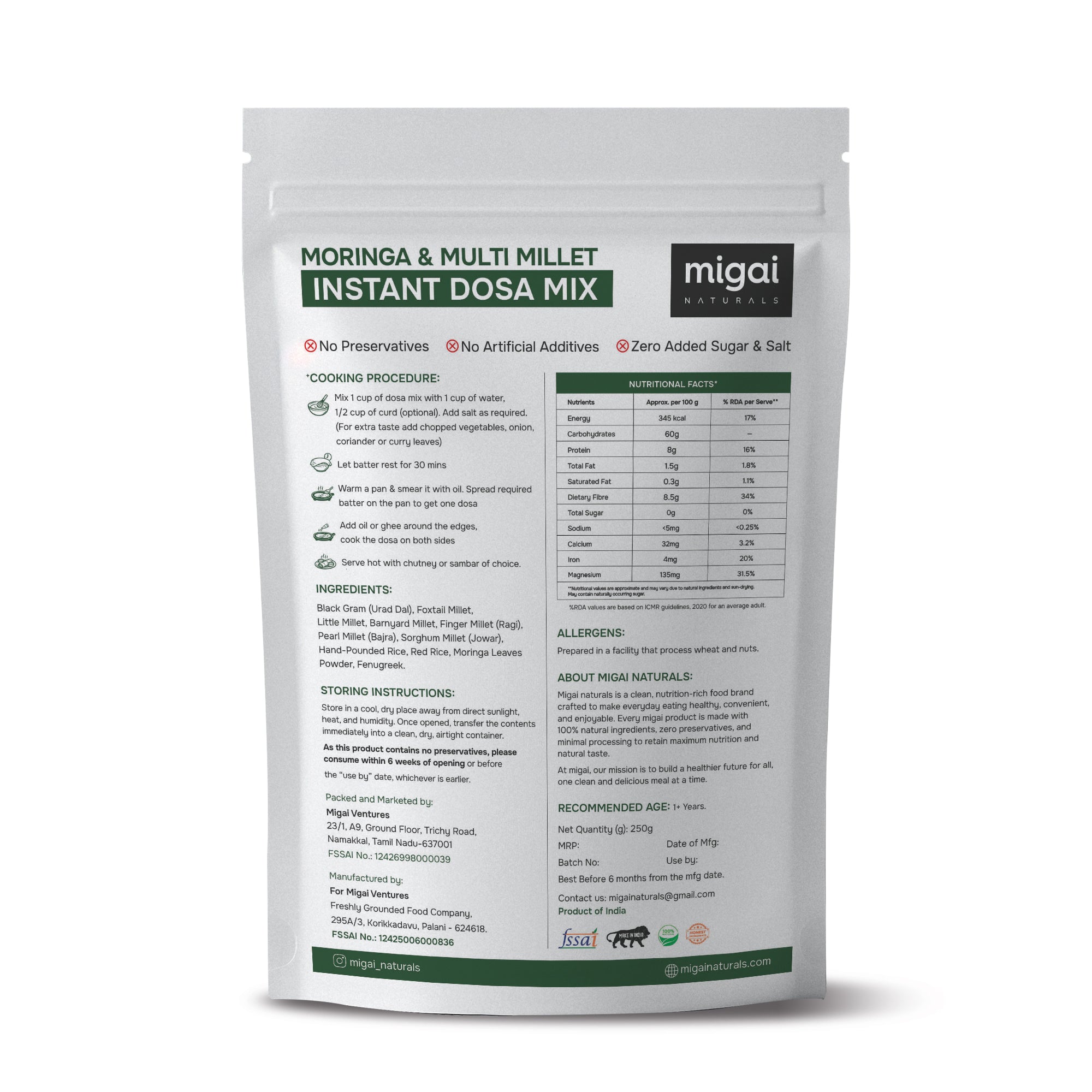 Moringa Multi Millet Instant Dosa Mix