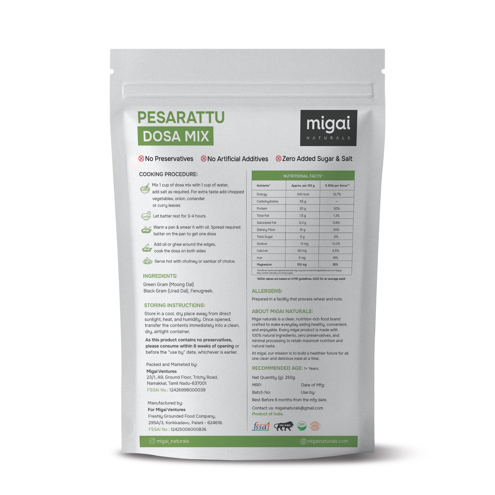 Pesarattu High Protein Dosa Mix