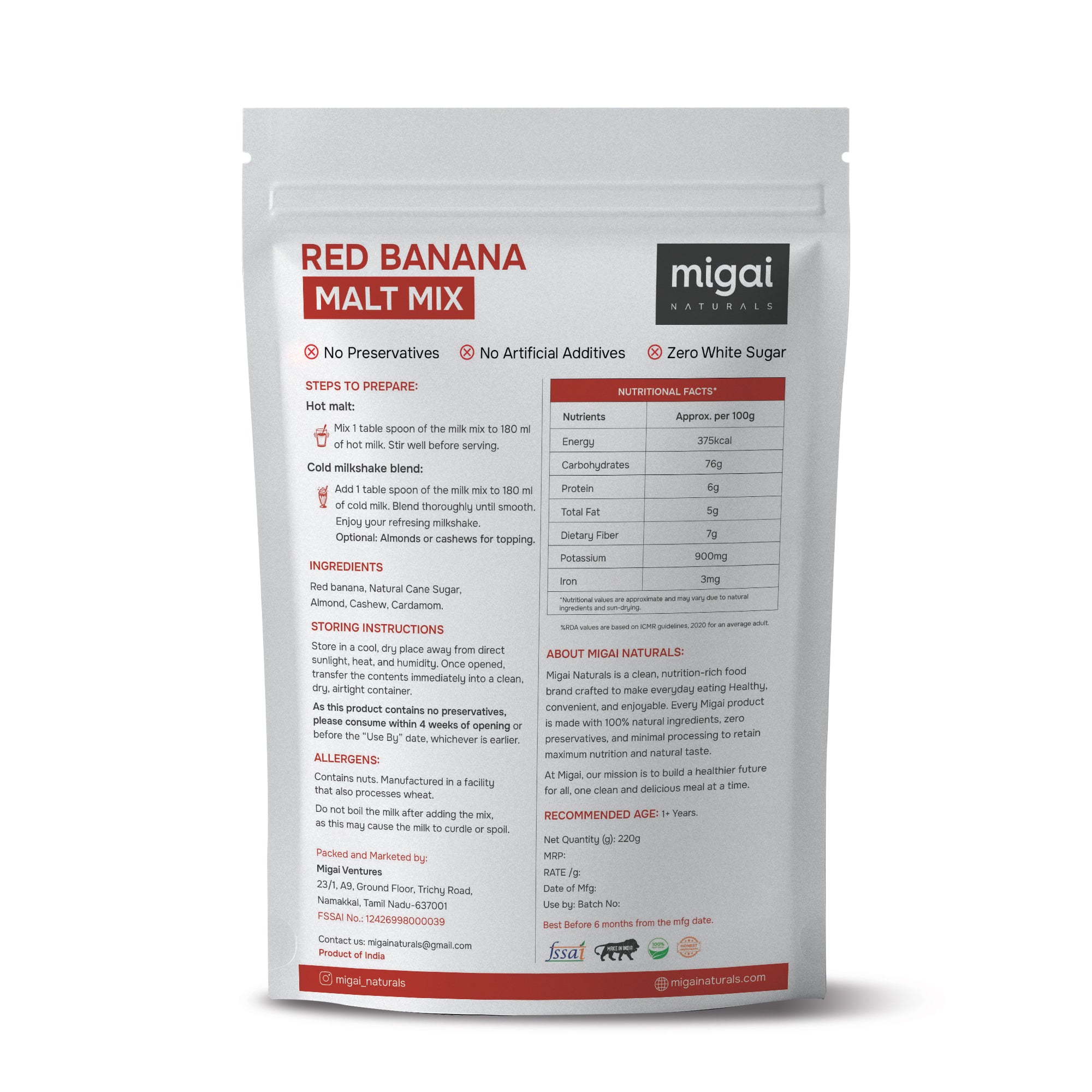 Red Banana High Energy Malt (with natural cane sugar)